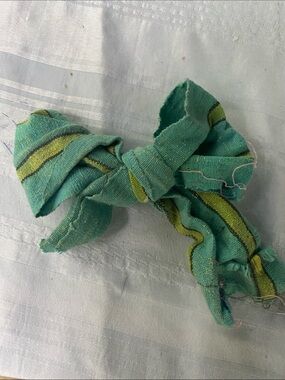 Turquoise Striped Fabric Hair Bow - Unbranded